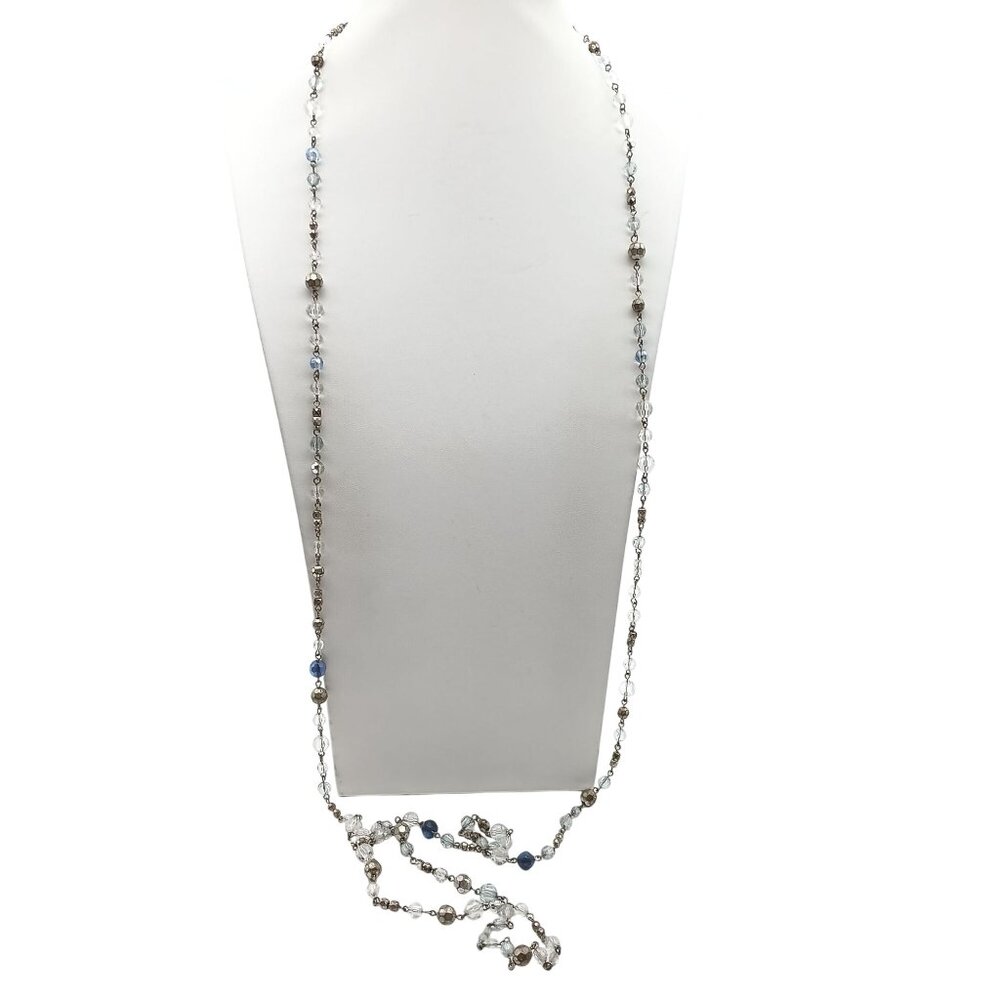 Long Premier Designs Crystal & Metal Bead Necklace, Vintage Blue and Gold Tone